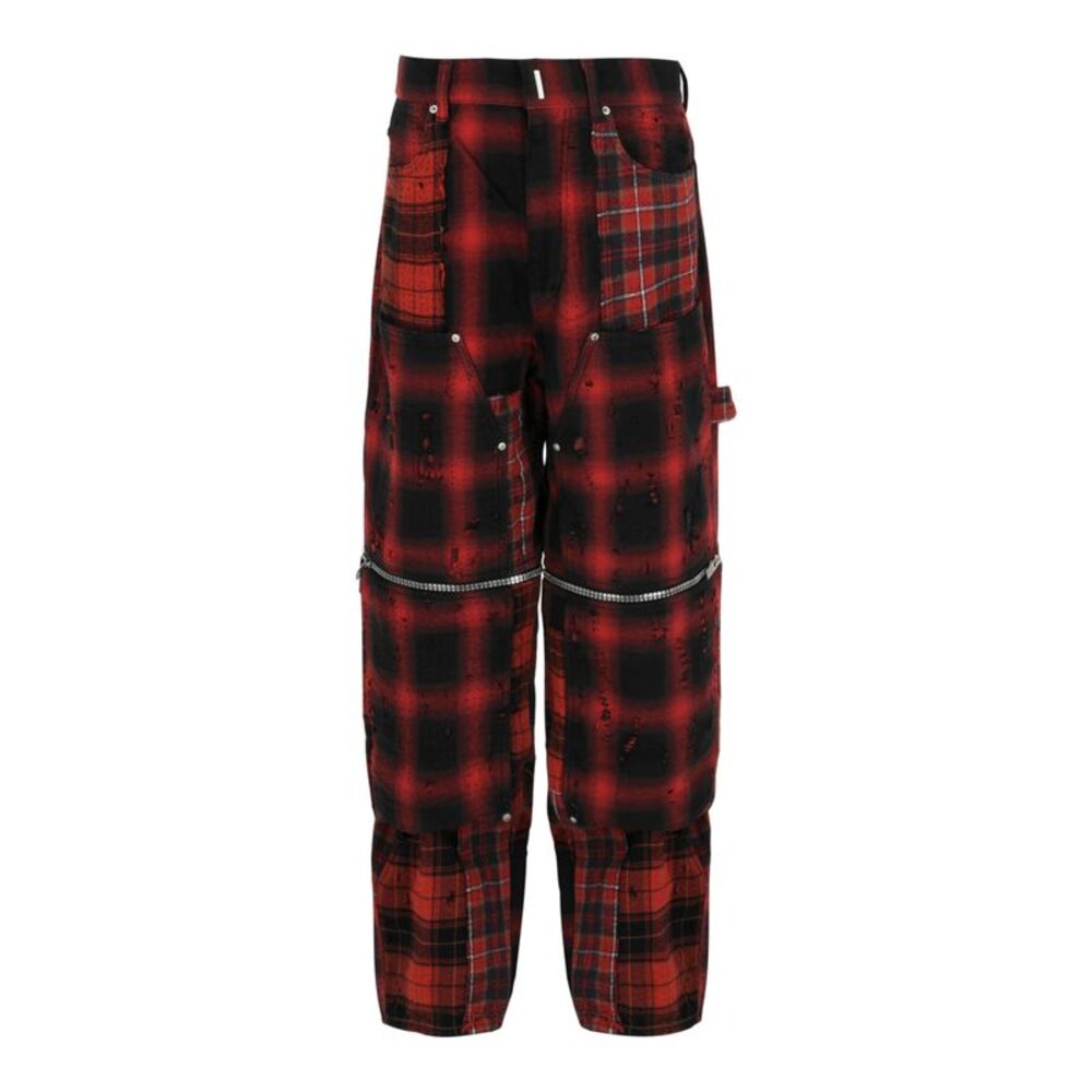 Givenchy Convertible Distressed Plaid Carpenter Pants Multi Mens